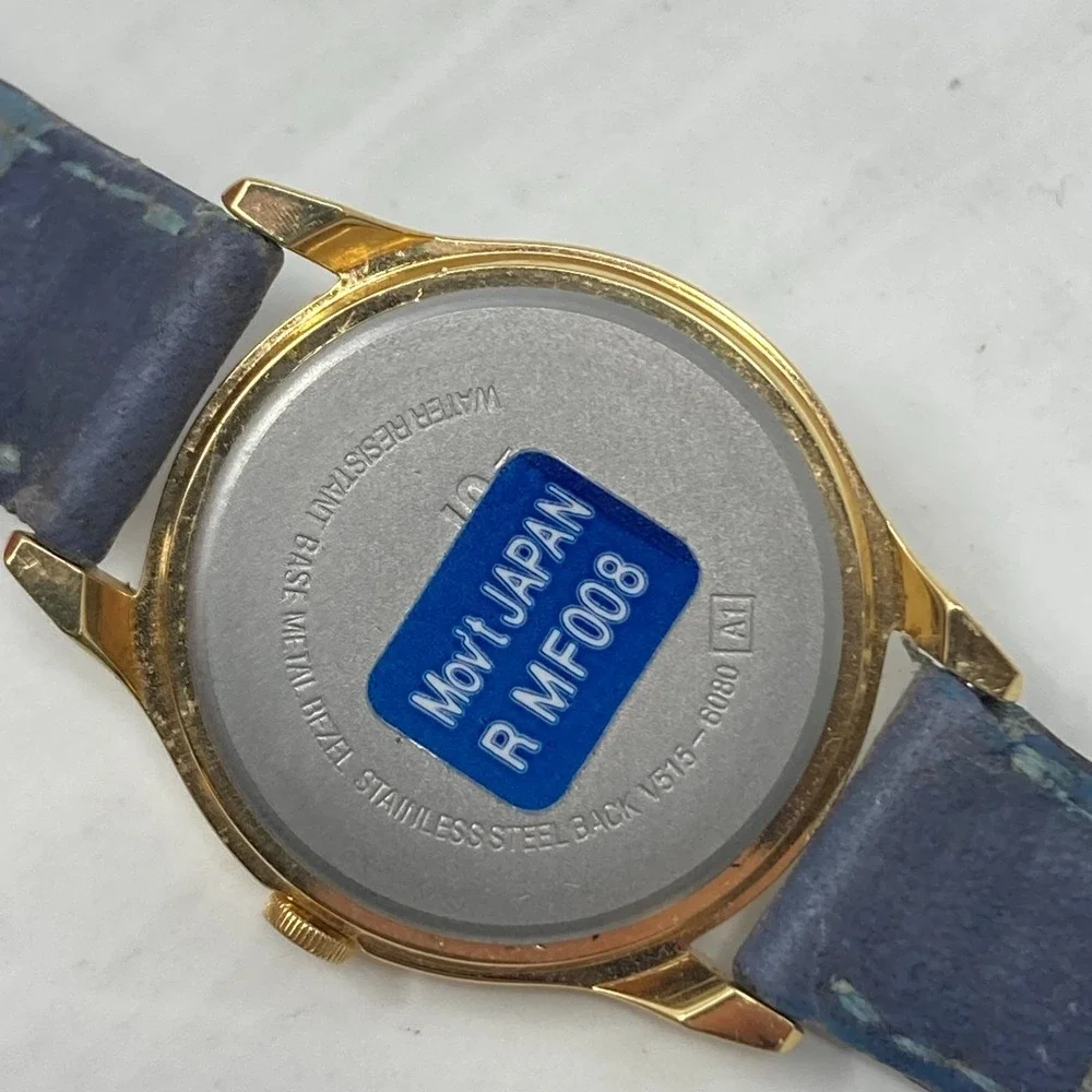Vtg Lorus Womens Watch 26mm Mickey Mouse Gold Tone V515-6080 Leather New Battery - Picture 12 of 15